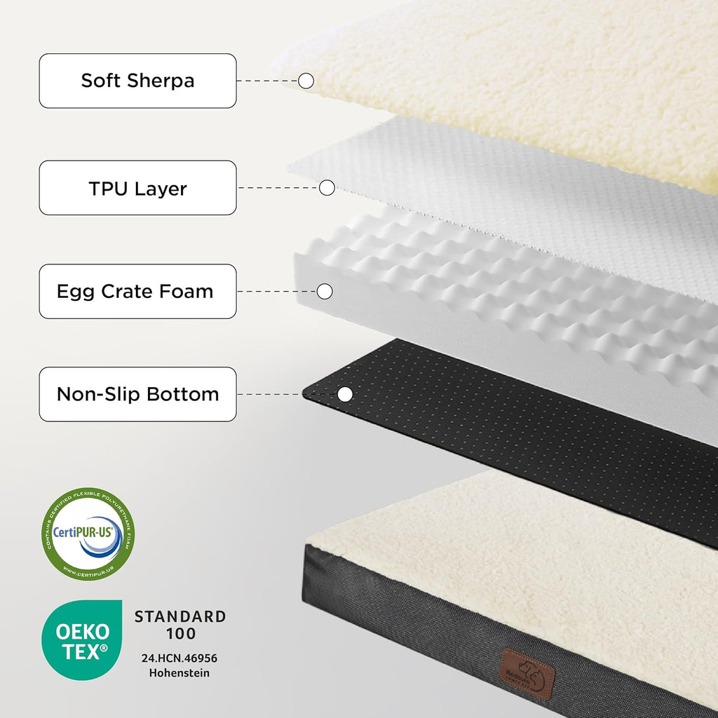 XL Dog Beds Large Sized Dog -Comfy Flat Extra Large Pet Beds with Removable Washable Cover, Orthopedic Egg Crate Foam Mat, Suitable for Pet up to 100 Lbs