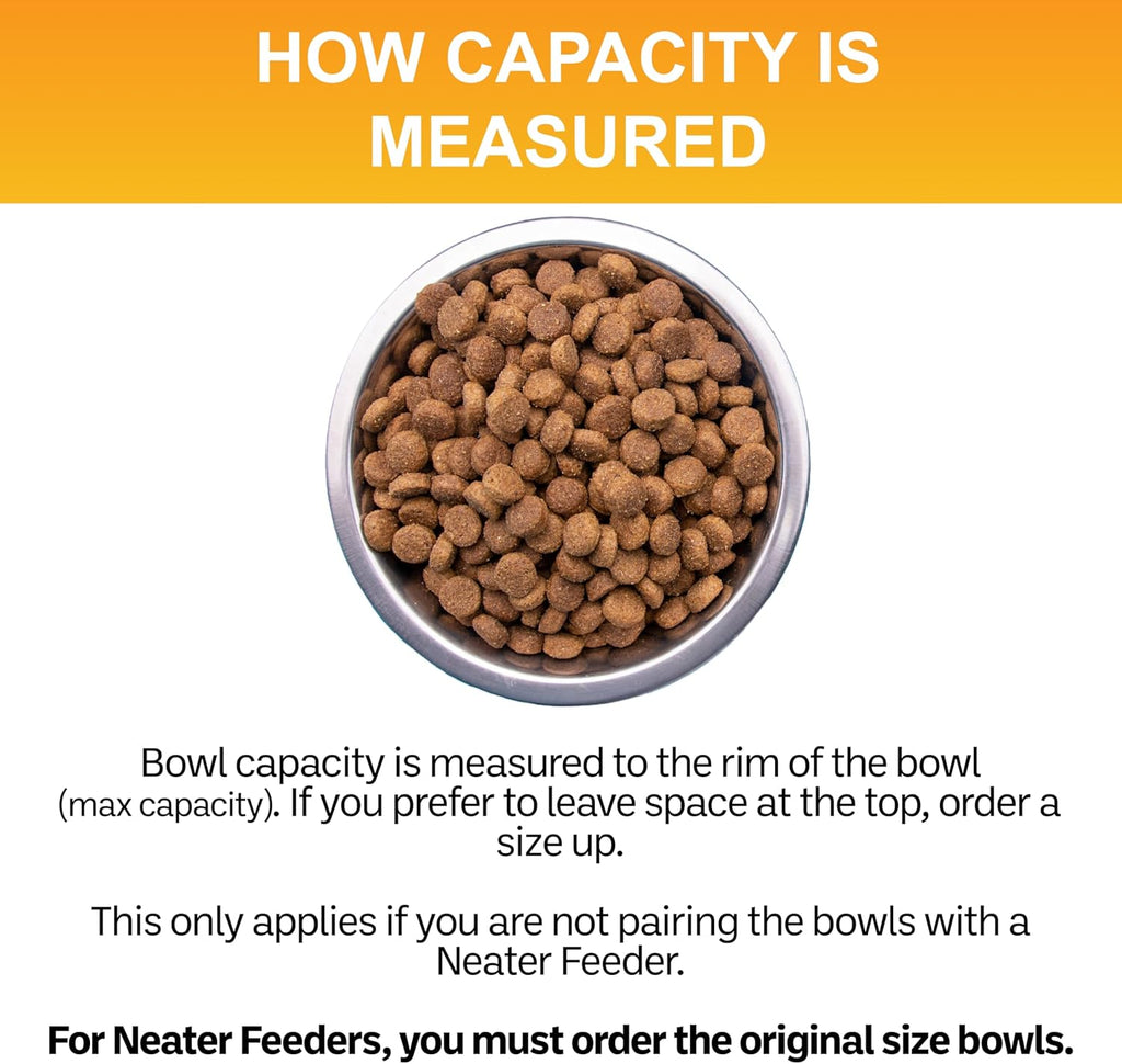 1.5 Cup (12 Oz.) Stainless Steel Dog Bowls, Set of 2 Neater Feeder Replacement Bowls (Cat/Small Models), Dog Food Bowl & Water Bowl, Dishwasher Safe Metal Dish for Cats & Small Dogs