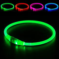 Led Dog Collar,  USB Rechargeable Flash Dog Necklace Light, Pet Safety Collar Makes Your Beloved Dogs Be Seen at Night for Small Medium Large Dogs(Green)