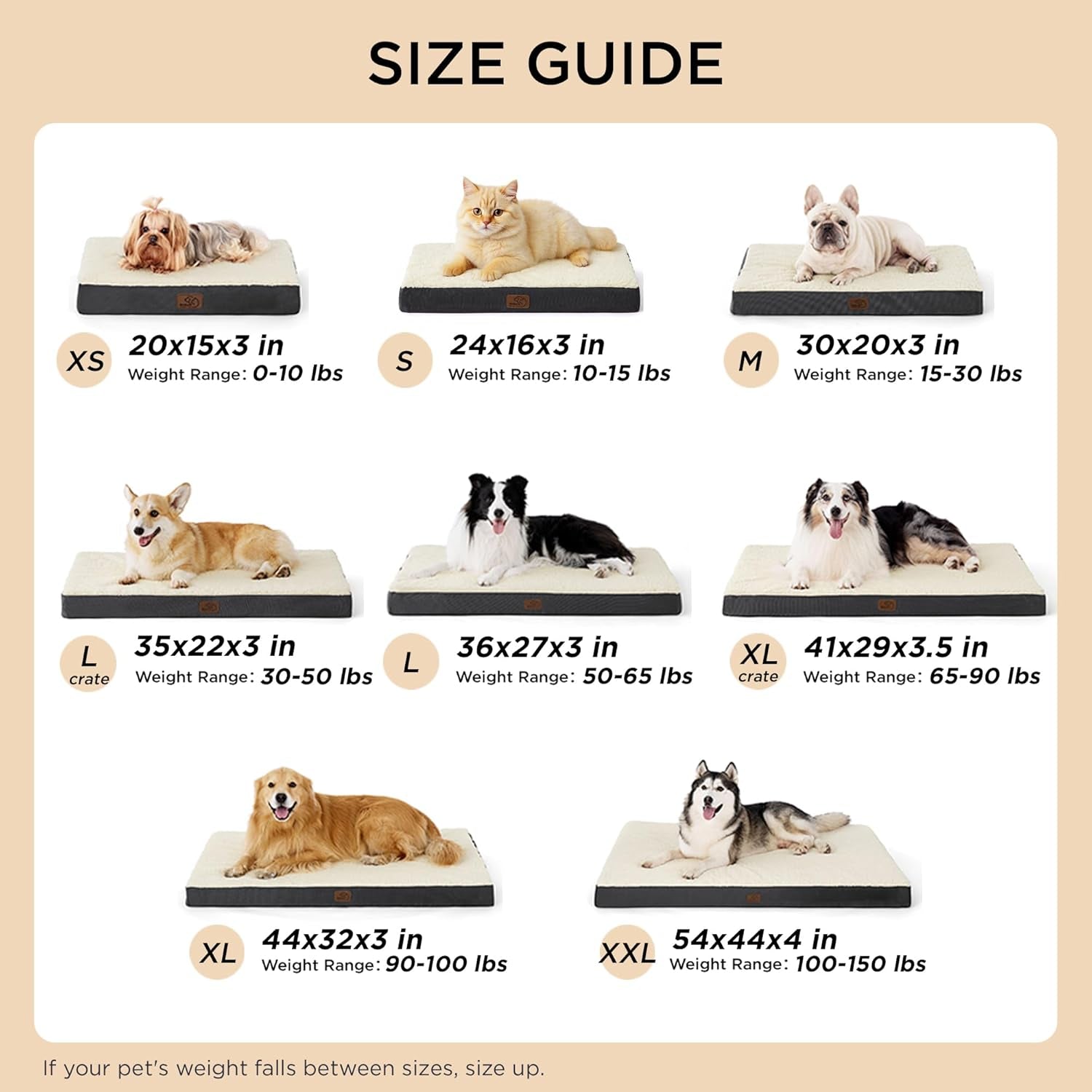 XL Dog Beds Large Sized Dog -Comfy Flat Extra Large Pet Beds with Removable Washable Cover, Orthopedic Egg Crate Foam Mat, Suitable for Pet up to 100 Lbs