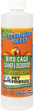Amazing Bird Cage Cleaner and Deodorizer - Just Spray/Wipe - Safely & Easily Removes Bird Messes Quickly and Easily - USA Made - Fragrance Free (4X Concentrate - 16Oz Makes 64Oz)